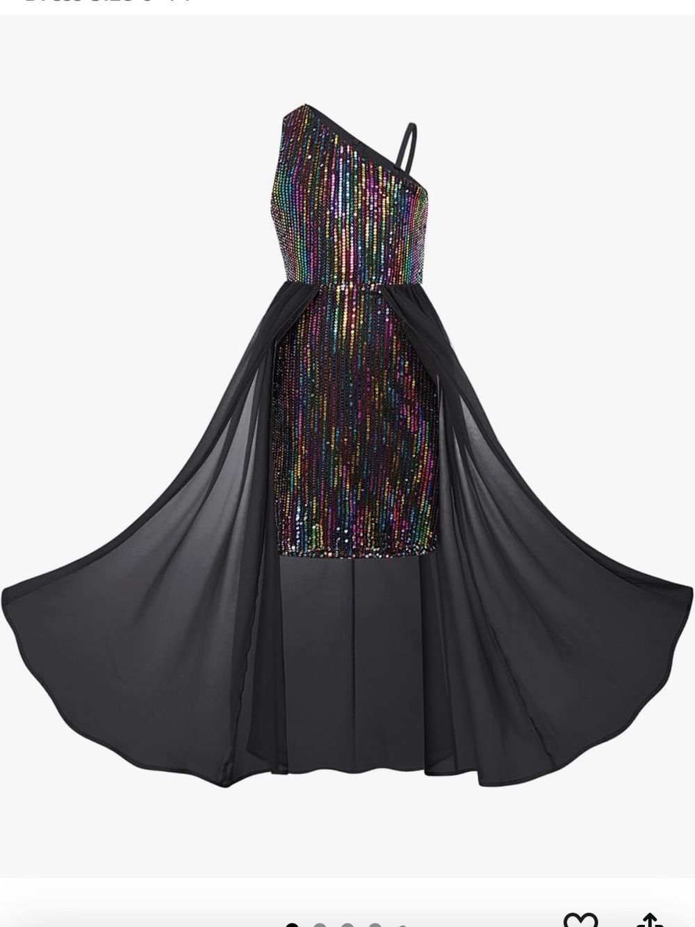 Girls Grace Karin Black One-Shoulder Multicolor Sequin Evening Dress (size 12Y)